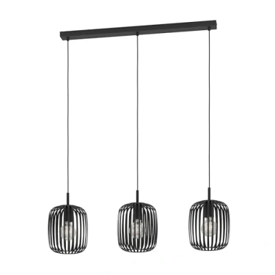 Imagen de Eglo lámpara colgante Romazzina, candil para comedor de 3 luces, iluminador metal en negro, pendiente con casquillo E27