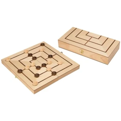 Imagen de Philos Nine Mens Morris game with folding wooden board Storage space for the playing pieces Strategy 2 players Merelles Merels