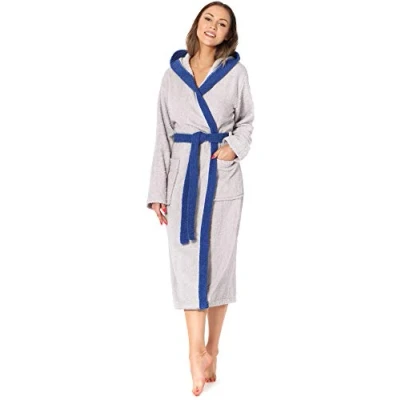 Imagen de Ladeheid Albornoz de Baño 100% Algodón Ropa Casa Mujer LA40 191 (Gris 11/Rosa 25, M)