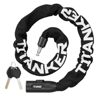 Imagen de Titanker Candado de cadena para bicicleta, 3.3 pies seguridad antirrobo bicicleta con llaves, valla, parrilla (cadena 6 mm grosorx3.3 pies)