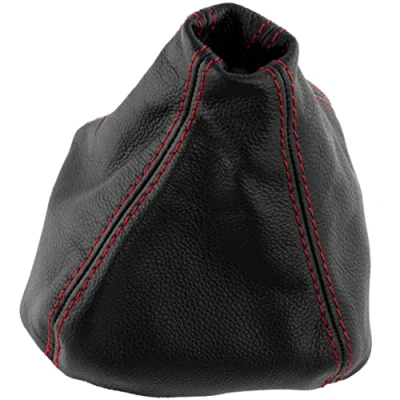 Imagen de AERZETIX C63364 Funda para palanca de cambios en piel genuina compatible con Renault Kangoo 2 2007 a 2018 color: negro costuras rojas caja manual