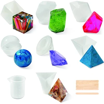 Imagen de THE TWIDDLERS Juego de 8 Moldes Silicona Resina Molde Epoxi 6 Diseños Manualidades