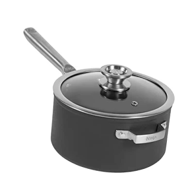 Imagen de Ninja Foodi ZEROSTICK Cacerola apilable de 20 cm con tapa, antiadherente, aluminio anodizado duro, apta para lavavajillas, horno y todo tipo cocinas, incluido inducción, en gris, C50220EU