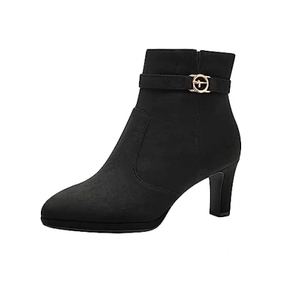 Imagen de Tamaris Botines Con Tacón Cuadrado para Mujer, Textiles, Negros, Veganos, 37 EU