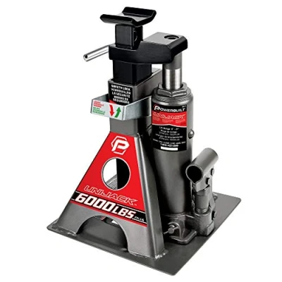 Imagen de Powerbuilt de 3 toneladas, gato para botella y soportes en uno, capacidad 6000 libras, elevador automóviles todo Unijack vehículos servicio pesado, base ancha 620471