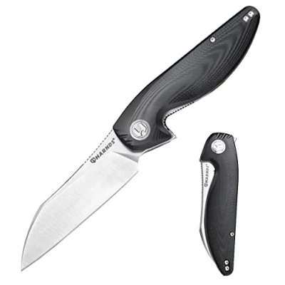 Imagen de Harnds Cuchillo Plegable Parrot Premium con Hoja Sandvik 14C28N 3.58&quot; y Mango G10 Clip, Bloqueo Liner para EDC Outdoor Camping Caza (Negro)