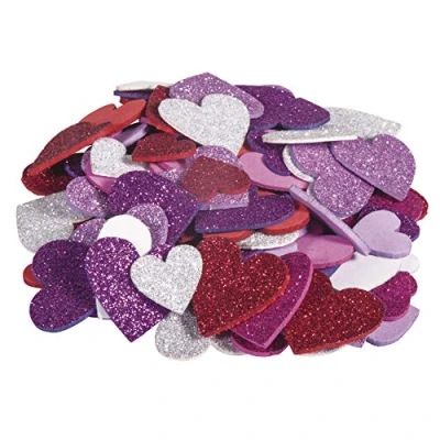 Imagen de Rayher Pegatinas de corazones con purpurina, 100 ud, colores variados, goma eva, 2 3 cm ø, 30229000
