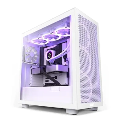 Imagen de NZXT H7 Flow, 2022 Caja PC Gaming Mid Tower ATX, Panel Frontal E/S Puerto USB de Tipo C, Montaje Vertical la GPU, Color Blanco, CM H71FW 01