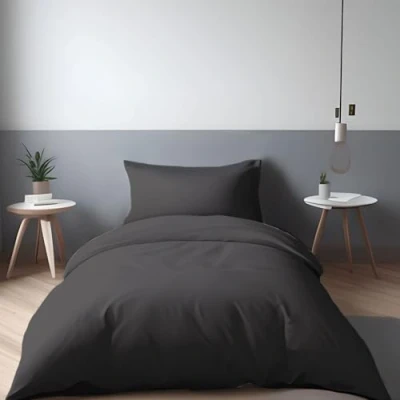 Imagen de LivinEase Funda Nordica Cama 90 Microfibra Juego de Edredon 135x200 cm y 1 Almohada 80x80 nórdica Negro