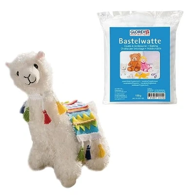 Imagen de Glorex 04810 1K Set Completo de Peluche, Llama, Blanca, Aprox. 23 cm, Incl. 100 g algodón, para Hacer y abrazar