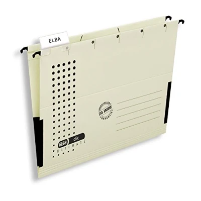 Imagen de Elba Chic Ultimate 85743CH Carpeta con ganchos para colgar (laterales cerrados y protectores bordes, 25 unidades), color beige
