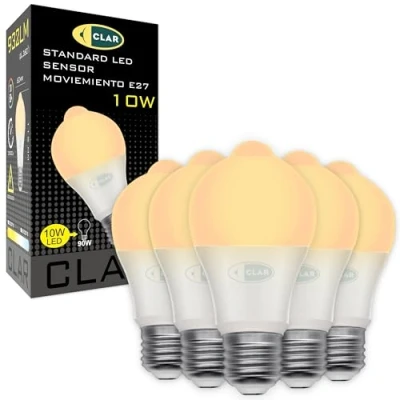 Imagen de CLAR Bombilla con Sensor de Movimiento, Bombillas LED 3000ºK (Pack 5)