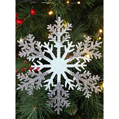 Imagen de Christmas Concepts® Decoración de Copo Nieve Decorada con Brillo 21 cm (8 &quot;) Adornos navideños (Iridiscente, Paquete 1)