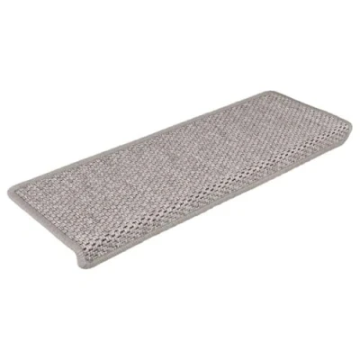 Imagen de vidaXL Alfombrilla Autoadhesiva de Escalera 15 uds, con Aspecto Sisal, Protector Antideslizante Peldaño, Tela Plateado 65x21x4 cm