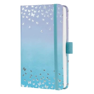 Imagen de SIGEL J5346 Jolie Agenda semanal 2025, diseño Butterfly Confetti Candy, 9,5 x 15 cm, tapa dura, 174 páginas, azul, violett