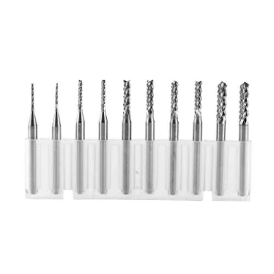 Imagen de 10 unids molino de extremo carburo tungsteno fresado cortador espiral CNC rebabas rotativas conjunto bits corte Edge1.0,1.5,2.0,2.5,3.0mm