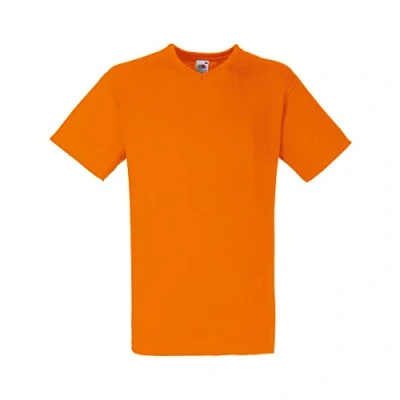 Imagen de Fruit Of The Loom Camiseta para hombre, manga corta, cuello de pico naranja L