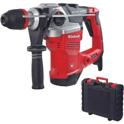 Imagen de Einhell Taladro de impacto con cable TE RH 38 E. 240 V, 1050 W, velocidad 0 500 1/min, soplado 4,100 portaherramientas SDS Max, control presión. Incluye maletín