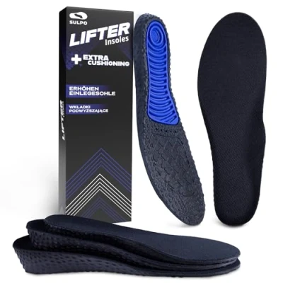 Imagen de SULPO Plantillas aumento de altura Alzas para zapatos con elevación del talón ortopédicas amortiguadoras Posibilidad recortar M / 38 40 EU 1,5 cm