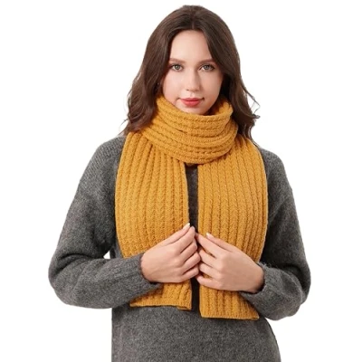 Imagen de DonDon Bufanda mujer invierno larga y suave Chal Amarillo ocre