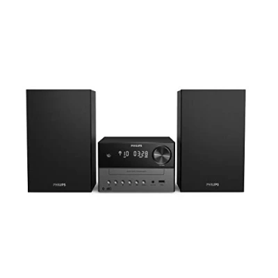 Imagen de Philips Mini estéreo con Bluetooth (Radio Dab+/FM, USB, CD, MP3 Entrada de Audio, Fuente Carga Sistema Altavoces Reflector Graves, Control Sonido Digital), Negro, 18 W