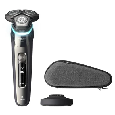 Imagen de Afeitadora Philips S9900 S9983/55, eléctrica, Seco y mojado, Sensor de presión, Base limpieza, Cortapatillas, estuche viaje, Plata