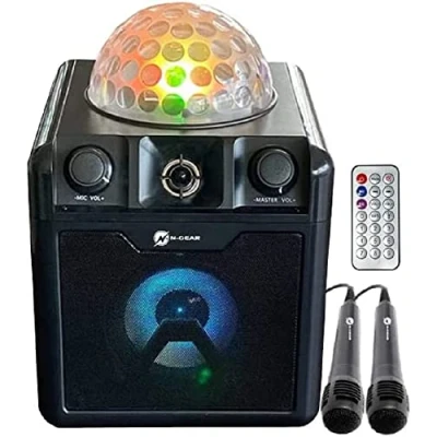 Imagen de N Gear DISCO410 Altavoz Bluetooth para Karaoke y Fiestas (con Bola de Discoteca, micrófono función Banco energía), Color Negro