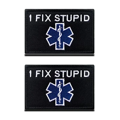 Imagen de 2 Piezas He Arreglado la Estupidez&quot;i Fix Stupid&quot; Divertido Parche Emblema para Bicicleta Ropa,Chalecos, Chaquetas, Mochilas, Sombrero, Chaleco de Perro Táctica Militar