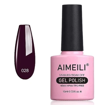 Imagen de AIMEILI Esmalte Semipermanente De Uñas Soak Off UV LED Gel Dark Purple (028) 10ml