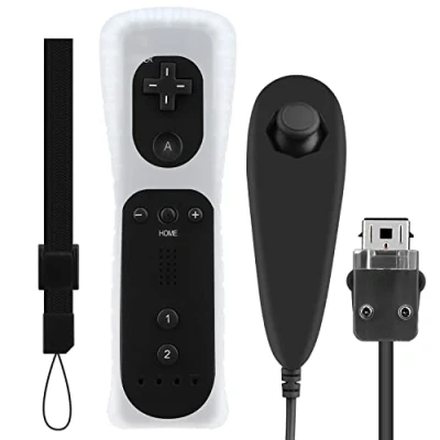 Imagen de OSTENT El sensor de movimiento del mando a distancia con cable Nunchuck + Combo compatible para la consola Nintendo Wii Color Negro