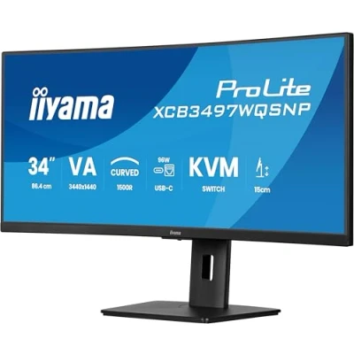 Imagen de iiyama ProLite XCB3497WQSNP B1 34&quot; VA CURVO UWQHD 120Hz USB C DOCK 96W Altavoces Altura Ajustable