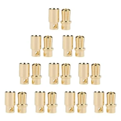 Imagen de LinsyRC 10 Pares Adaptador de Conector Macho Hembra Tipo Bala Banana 8MM 8,0MM Chapado en Oro para Motores RC Lipo Batería ESC (8.0MM)