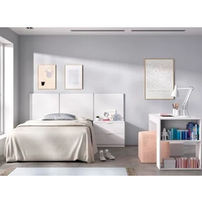 Imagen de DEKIT GRUPO RIMOBEL BITO PACK Conjunto de cabezal con mesita dos cajones y mesa escritorio BLANCO