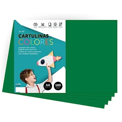 Imagen de Cartulina de Colores, A4 Colores Intensos, Hojas 180gr para Manualidades, Imprimir tus Documentos y Diseños Creativos, Folios · m office (100 hojas, verde oscuro)