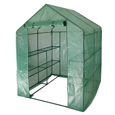 Imagen de Gartenpirat Invernadero de plástico (143 x 143 cm, con Estante), Color Verde