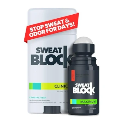 Imagen de SweatBlock Antiperspirant Deodorant Max Clinical System for Men &amp; Women. Treat Hyperhidrosis, Excessive Sweating Underarm Odor Includes: (1) DRIBO