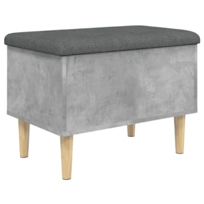 Imagen de vidaXL Banco con almacenaje Madera ingeniería Gris hormigón 62x42x46cm