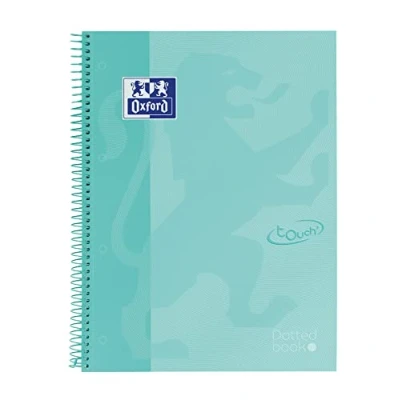 Imagen de Oxford, Cuaderno A4+ Punteado, Bullet Journal, Tapa Extradura, 80 Hojas Microperforadas, Europeanbook Dotbook Touch, Color Ice Mint pastel