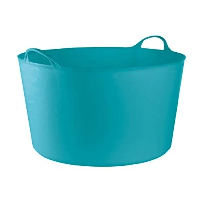 Imagen de RED HOG Contenedor Cubo Cesta Flexible Flexi Multifuncional, Establo, Jardín, Garaje, Alimentación de Animales, Mezcla, Almacenamiento, Riego, Lavado, Resistencia 120 kg, 55x35x44,5cm 55L Turquesa
