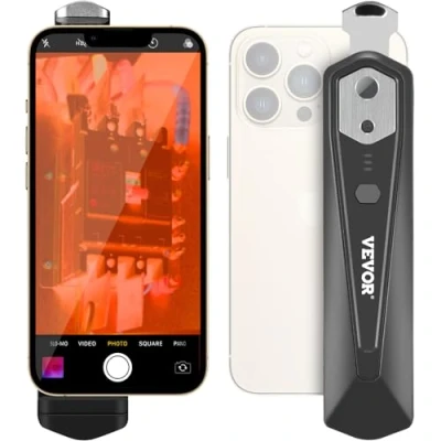 Imagen de VEVOR cámara de imagen térmica para Android e IOS, termográfica infrarroja inalámbrica con resolución IR 256 x 192 WiFi y visual 25 Hz teléfono inteligente, 4F 1022F, IP54