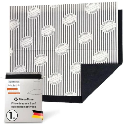 Imagen de FilterBase® Filtro de carbón activado para campana extractora Paquete individual plano grasa + a medida 57x47 cm.
