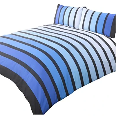 Imagen de Soho Azul Rayas Funda de edredón Colcha Juego Cama, Azul, tamaño único Dormitorio Ropa Cama