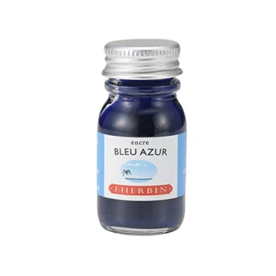 Imagen de Clairefontaine ES J. Herbin (1 botella de tinta 10 ml para pluma estilográfica , color azul azur 2.2 x 5.1 cm