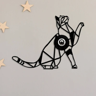 Imagen de Aplique mural Origami gato Apertura 56 x 12 42 cm MDF Metal Negro Menzzo