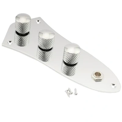 Imagen de Musiclily Placa de Control J Bass Cargada con Arnés Interruptor Perillas Precableada para Jazz Bass, Cromado