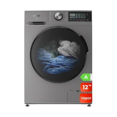 Imagen de EVVO Lavadora 12kg, Vapor, Motor Inverter, Bajo consumo, Clase A, Hygiene Pro, Lavado Rápido 15&#039;, Tambor ePROTECT, SMART LOAD, 1400 rpm, 13 programas, Carga frontal, Nova (12Kg, Inox)