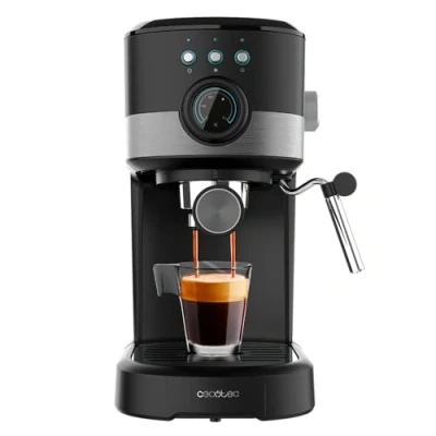Imagen de Cecotec Cafetera Express Power Espresso 20 Pecan Pro. 1100 W, Tecnología ForceAroma de 20bars, Vaporizador Orientable, Brazo Doble, Bandeja Calienta Tazas, Cucharilla Dosificadora Prensador Negro