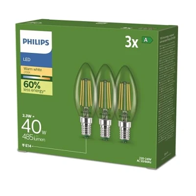 Imagen de Philips LED CLA 40W B35 E14 2700K CL UE 3CT/4 EC