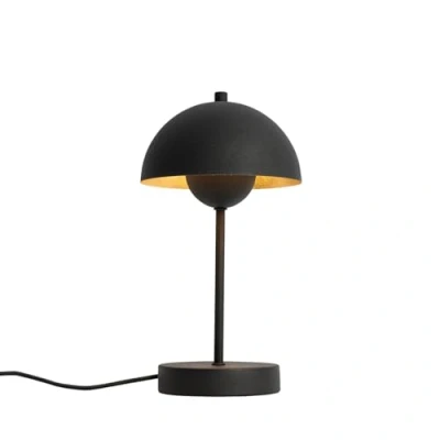 Imagen de Qazqa Retro/Vintage Lámpara de mesa retro negra con oro Magnax Mini Acero/Plástico Redonda Adecuado para LED Max. 1 x 2 Watt