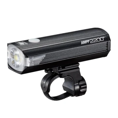 Imagen de CatEye Ampp 2200 Luz delantera LED superbrillante para bicicleta, tecnología OptiCube de lúmenes, clasificación IPX4 resistente al agua, soporte FlexTight fácil ajuste, recargable por USB C,